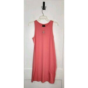NWT Size Large Jordan Pink Ribbed Tight Fit Tank Dress Sporty Logo 90s Y2K